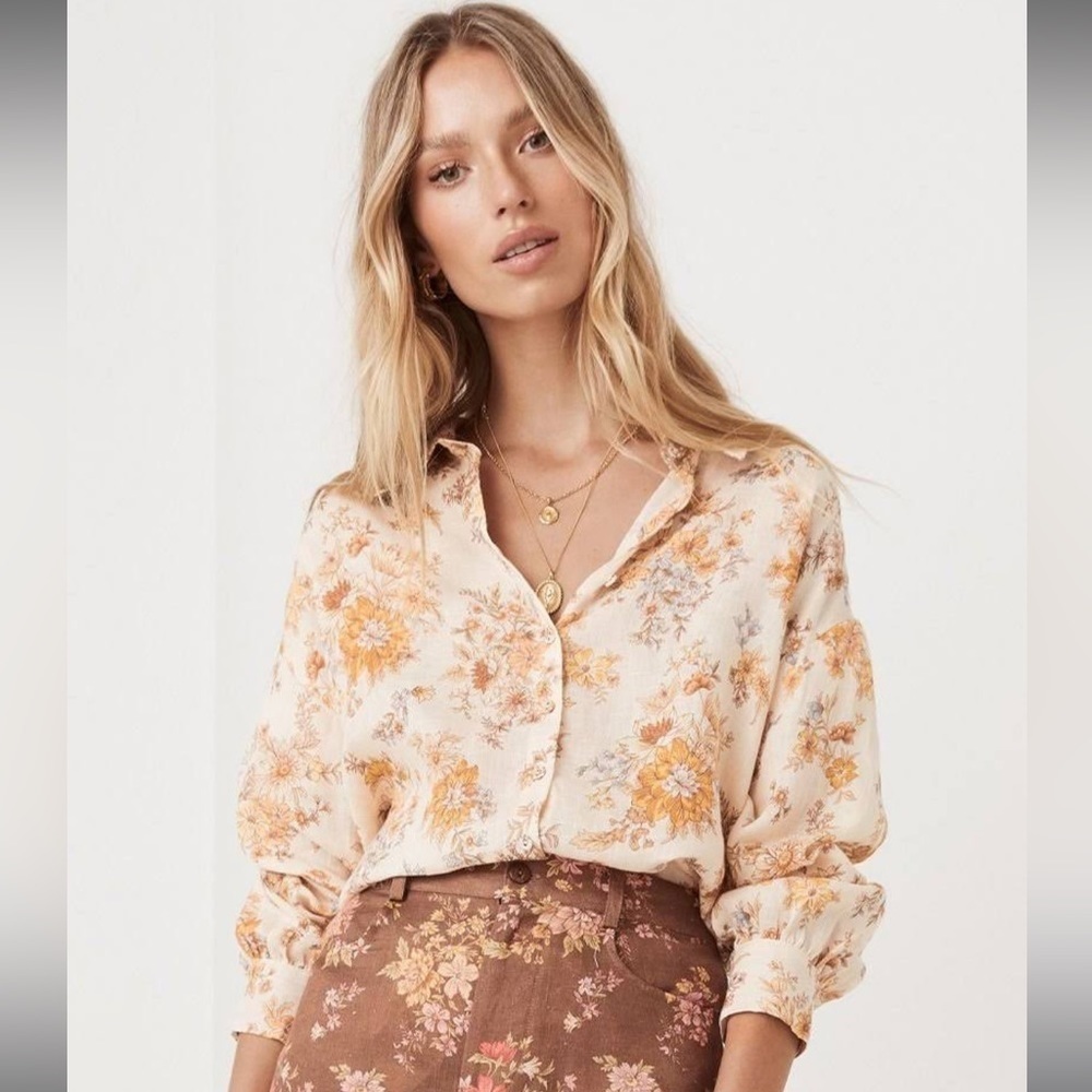 Spell & The Gypsy MEADOWLAND LINEN BLOUSE Size Small